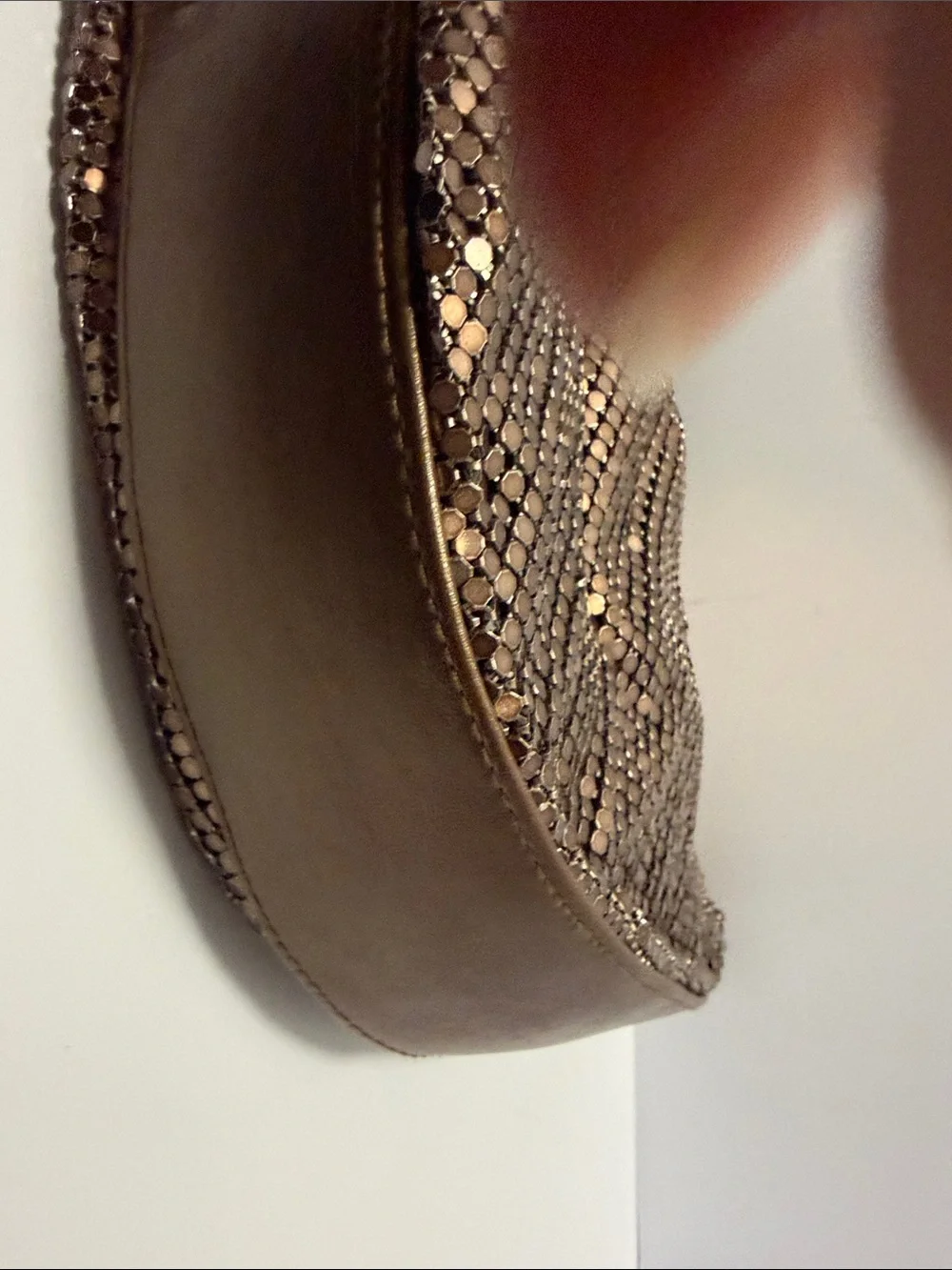 Kate Landry Copper Metal Mesh Hobo Shoulder Bag